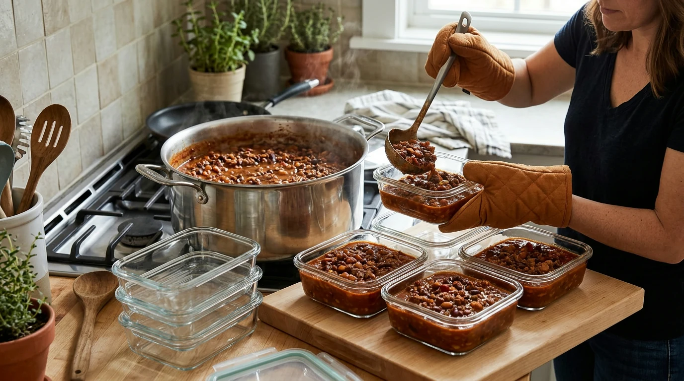 Freezer Chili Recipe That Reheats Thick and Flavorful